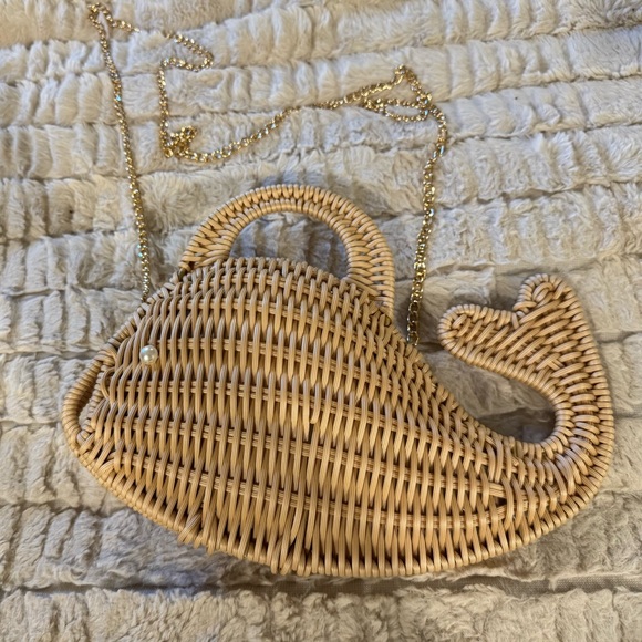 Brand new Tommy Bahama Wicker Woven Whale Crossbody Purse gold chain Clutch Bag - Picture 3 of 7